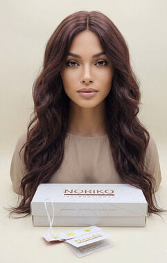 Noriko Jaden Wig Mulberry Brown Long Wavy Synthetic Hair Side Bangs 1707N NIB